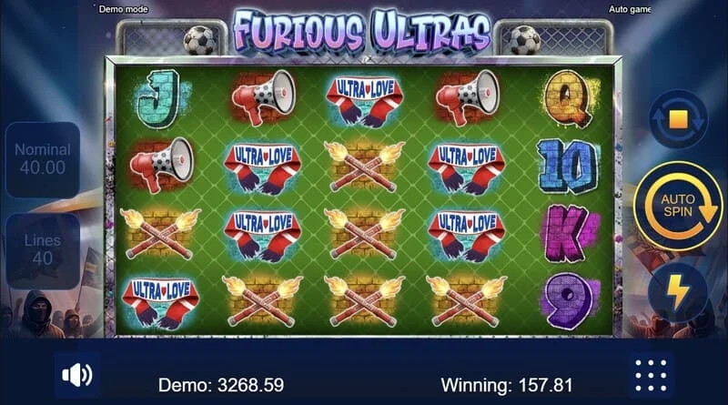 Furious Ultras - skrini kuu ya mchezo ikiwa na stendi